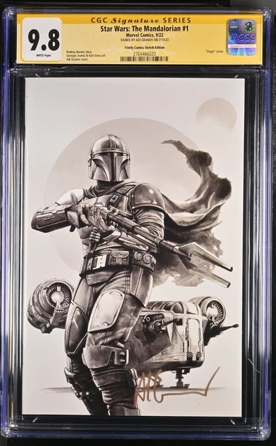 Star Wars Mandalorian #1 SDCC 2022 B&W Virgin Variant CGC SS 9.8 SIGNED Granov