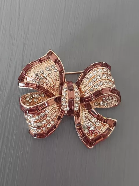 Rhinestone Crystal Bow Brooch