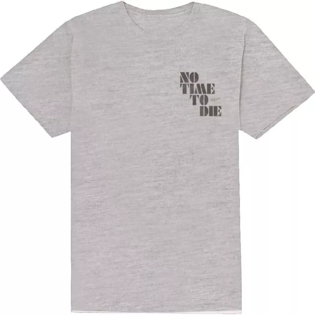 James Bond 007 'No Time To Die & Logo' (Gris) T-Shirt - NOUVEAU ET OFFICIEL!