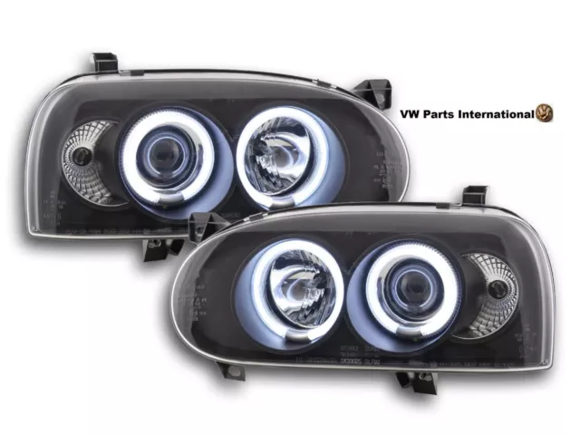 VW GOLF MK3 Angel Eye Headlights With CCFL In Black Left And Right