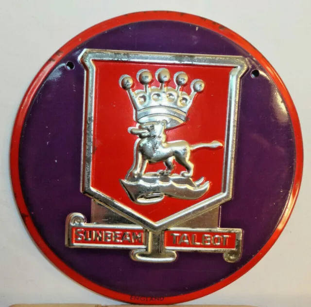 50's Wheaties Cereal Promo Sunbeam Talbot License Plate Topper Car Badge England