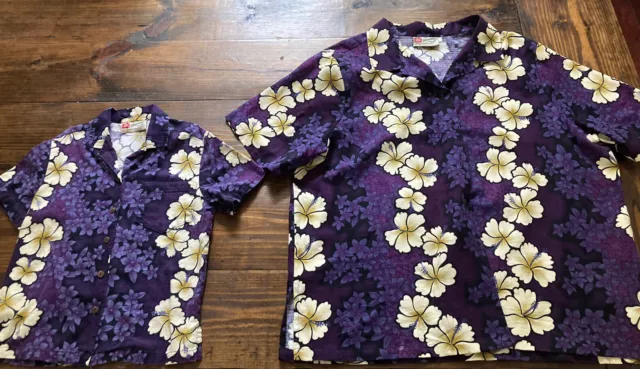 Hilo Hattie’s Unisex Matching  Shirts,  2X & XS Excellent Condition Great Gift!