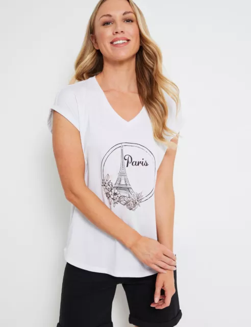 RIVERS - Womens Tops -  V-Neck Short Sleeve Print T Shirt