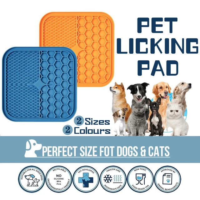 Silicone Dog Pet Lick Mat Pad Boredom Buster Slow Feeder Bath Grooming Helper AU