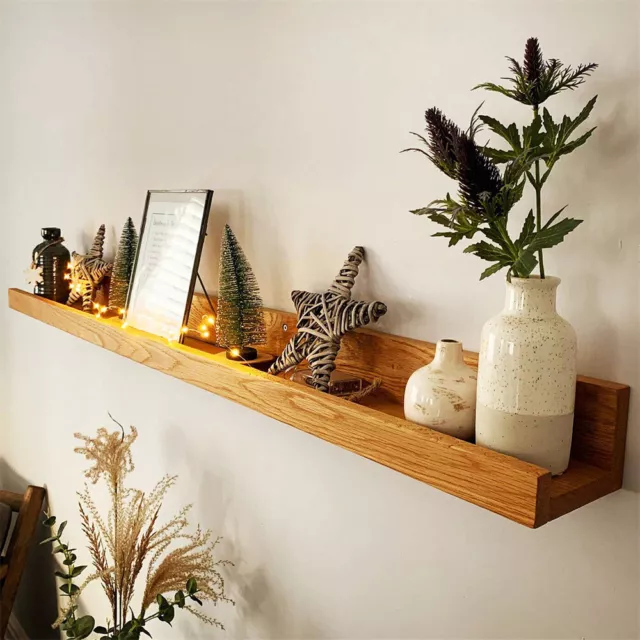 Set of 2 Wooden Floating Shelves Kids Bookshelf Wall Mounted Picture Ledge Shelf