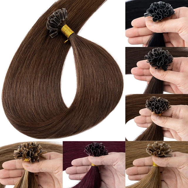 16"-22" Keratin Nail U Tip 100% Real Remy Human Hair Extensions Pre-bonded Thick