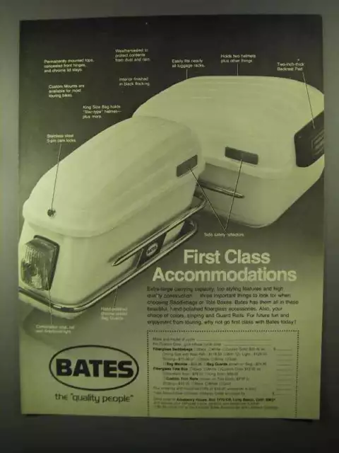 1976 Bates Fiberglass Saddlebags and Tote Boxes Ad