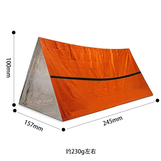 Tente De Survie Polyvalente Toutes Saisons - Film PE Plaqué Aluminium, 240x150x90 Cm, Abri D'urgence Portable