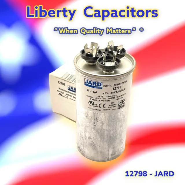 12798 Jard Dual Run Capacitor for ac 40+10 Mfd uF  440/370 VA By Liberty Caps