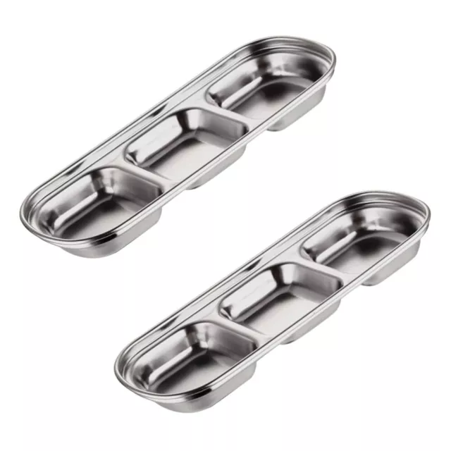2 PCS Stainless Steel Dip Containers Sauce Bowl Soy Sauce Dish Appetizer Plate