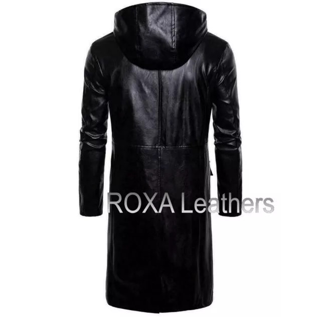 URBAN MEN'S HOODED Full Length Jacket Authentic Sheepskin Real Leather ...