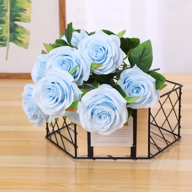 10 Heads Silk Rose Artificial Flowers Bouquet Wedding Garden Home Party Decor UK