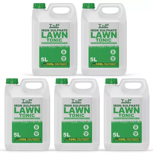 Iron Sulphate Liquid 5x5L Ferrous Miracle Grass Turf Lawn Tonic Feed Fertiliser