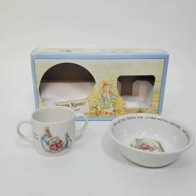 Wedgwood Beatrix Potter Peter Rabbit Child Baby Bowl and Cup Double Handle Set