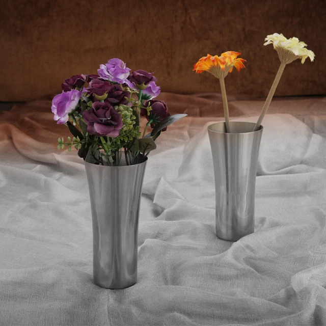 304 Stainless Vase Ceramic Decor Stainless Steel Trim Decorate 12