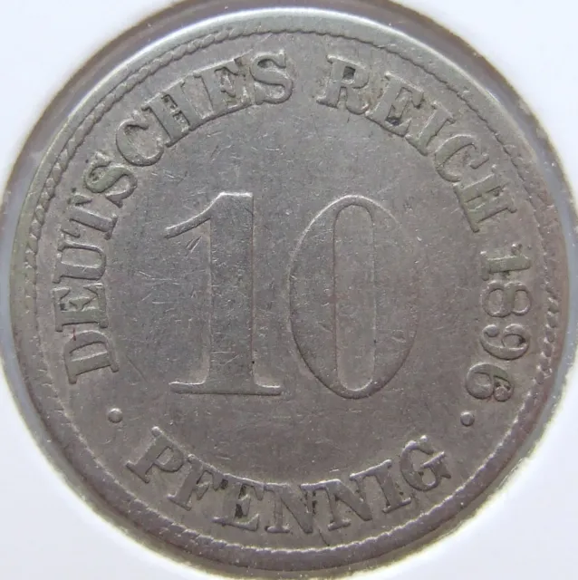 Moneta Reich Tedesco Impero Tedesco 10 Pfennig 1896 G IN fine