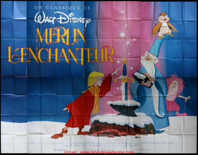 MERLIN L'ENCHANTEUR Affiche Cinéma GEANTE 4x3 WIDE Movie Poster DISNEY