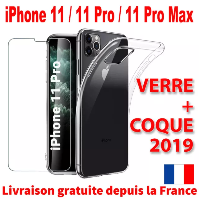 Coque Pour Iphone 11 / 11 Pro Max Crystal Silicone + Vitre Verre Trempe Ecran