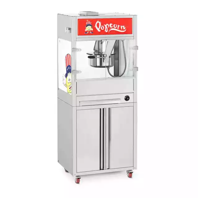 Popcornmaschine Popcornautomat 8 kg/h 220 L mit Unterschrank und Rädern