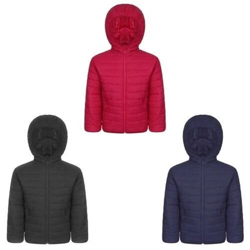 Bambini Leggermente Imbottito Piumino Giacca con Zip Cappuccio Ragazze 3-14 Anni
