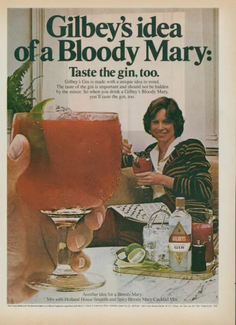 1980 Gilbeys Gin Bloody Mary Holland House Cocktail Mix Vintage Print Ad SI11