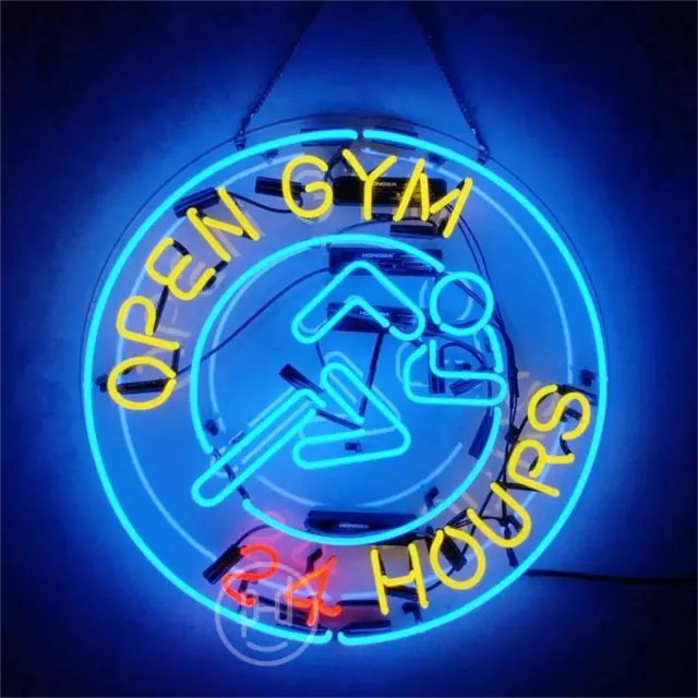 Open Gym 24 Hours Neon Light Sign Shop Wall Hanging Nightlight Artwork 24"x24"