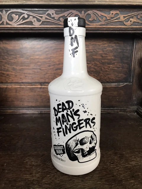 Dead Man’s Fingers Coconut Rum Empty Bottle, White, Skull