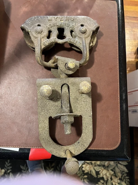 Original Myers Adjustable Sure Grip Stay On Cast Iron Barn Door Rollers Hangers