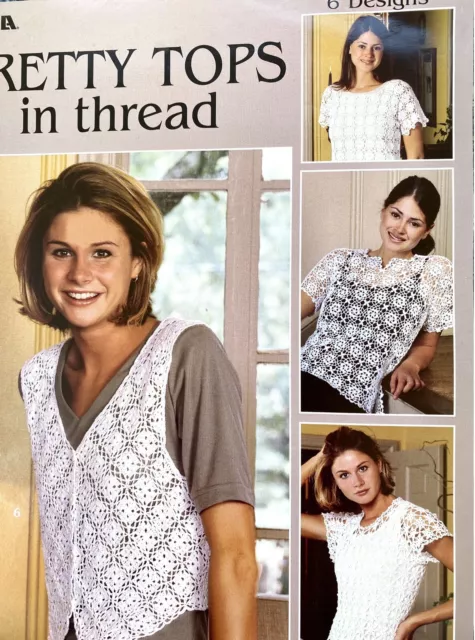 Leisure Arts Pretty Tops in Thread Crochet Patterns & SUNFLOWER Cross Stitch