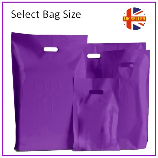 Purple Plastic Bags / Gift Shop Carrier Bag / Boutique Retail - Small & Large