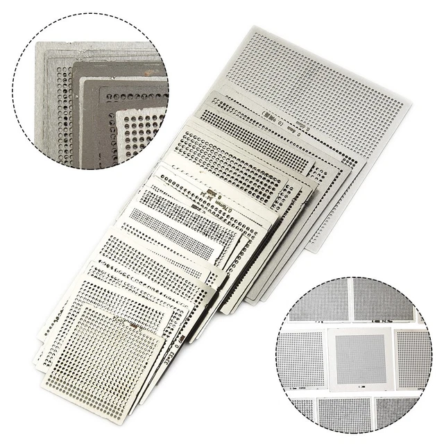 Lot De 20 Pochoirs BGA Reballing - Acier Inoxydable, Support Station, Billes 0.45mm