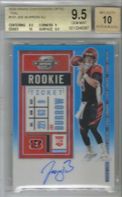 2020 Joe Burrow Panini Contenders Optic Teal Auto RC- BGS 9.5 Gem Mint- #78/99