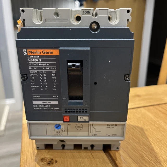 Merlin Amp MERLIN GERIN MCCB 100 Amp, Triple Pole Compact 100a NS100N, TMD ...