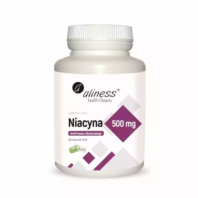 Niacin, Amid Nicotinic Acid 500mg  (100 vege caps.) Aliness Poland
