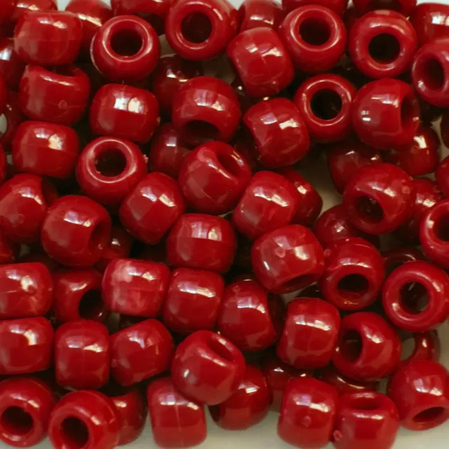 Pony Beads Red Opaque Large Hole Beads Made in USA