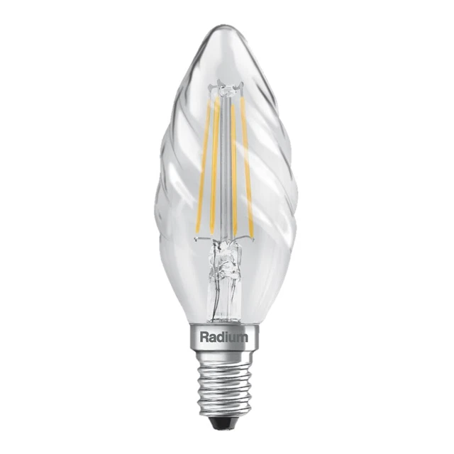 Radium LED Filament Leuchtmittel Kerze gedreht 4W = 40W E14 klar 470lm warmweiß