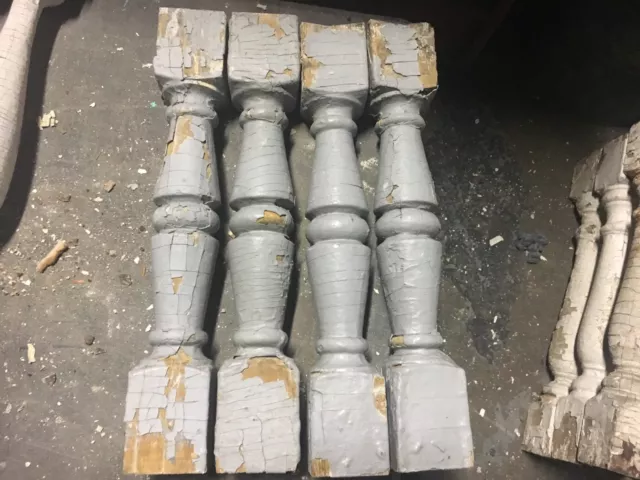 c1900 Victorian chunky porch railing baluster spindles set of 4 - 18" x 2 7/8"