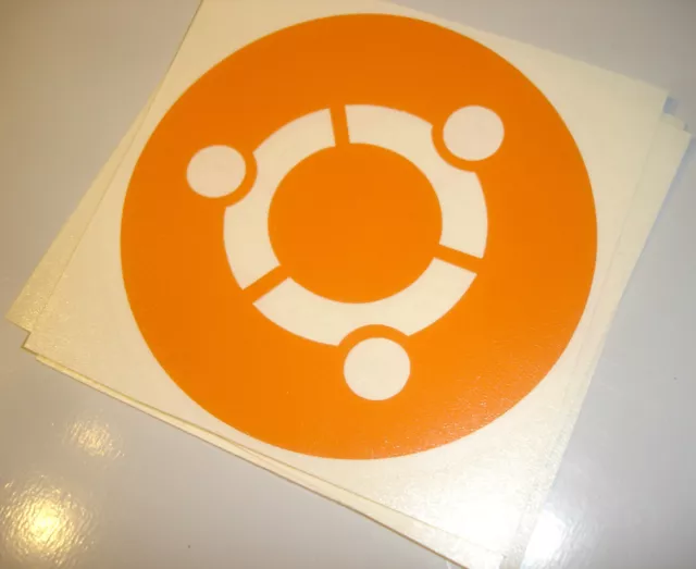 Ubuntu Linux Vinyl Laptop Sticker - Open source, Linux, Tux - (Orange) 100x100mm