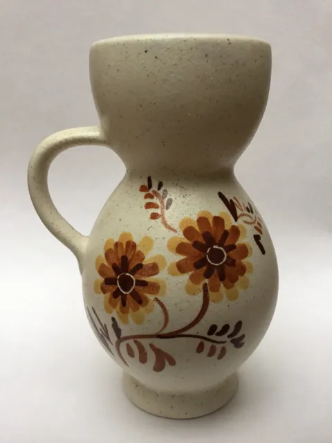 LAPID ISRAEL ISRAELI Pottery Vase 224, Hand Painted by Batia, MCM, 1970s Flowers