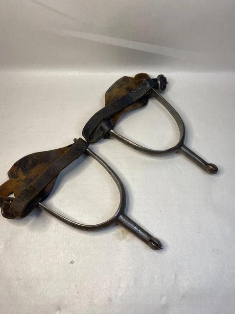 1900 Horse Spurs with Leather Backing In Excellent Condition