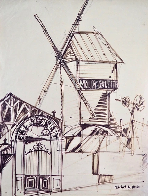 Dessin Original Signé - Ile De Ré - Ars En Ré - Moulin Le Sénéchal De Tatâve - À Identifier