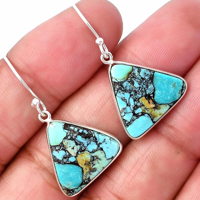 Lucky Charm Tibetan Turquoise 925 Sterling Silver Earrings Jewelry E-1001