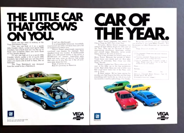 1971 Chevy Vega GT Car of the year original magazine auto ad print