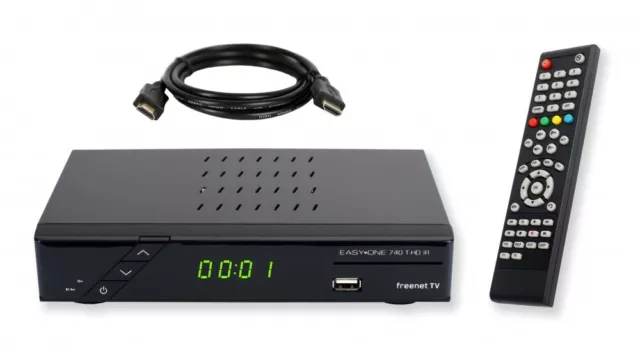 SET-ONE EasyOne Receiver mit HDMI-Kabel DVB-T2 HDMI SCART USB PVR freenetTV