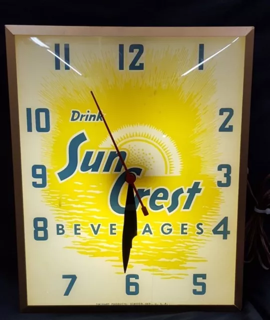 Vintage Drink Sun Crest Beverages Tall Rectangular Electrical Wall Clock