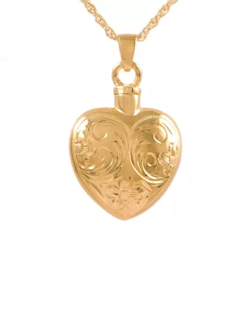 Memorial Heart Urn ash cremation Jewelry 14kt gold #183