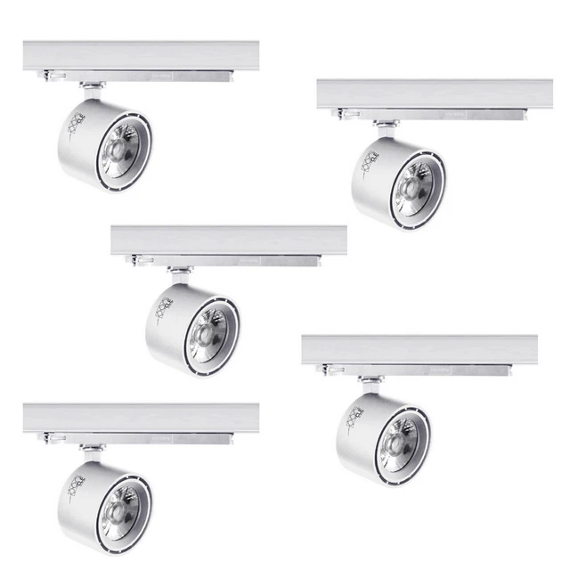5x CLE PURI LED GU10 Stromschienstrahler Schwarz – Für 3-Phasen-Schienen (Erco, Staff, Eutrac Etc.), Dreh- & Schwenkbar