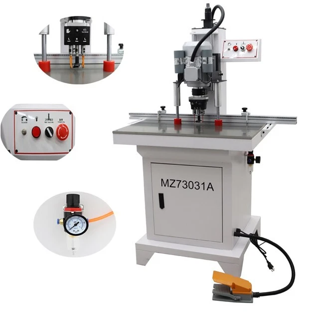 110V Pneumatic Hinge Machine Single Head Woodworking Boring Insertion Drilling