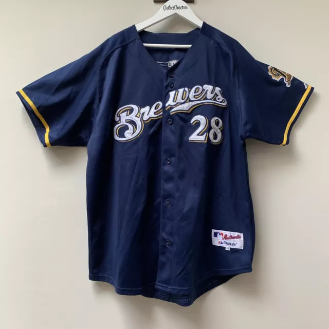 Vintage Milwaukee Brewers Baseball Jersey (52/XL) 28 FIELDER  Blue Stitched