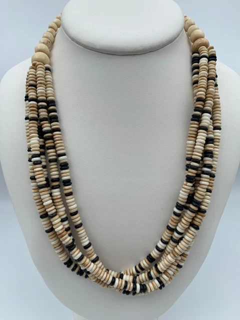 Collier Fantaisie Vintage Lourd 45g – Alliage Gris Lamelles Oxydes, Occasion